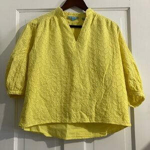 Draper James Yellow Eyelet Top